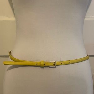 Vintage Fogal Yellow Leather Skinny Belt SZ 30